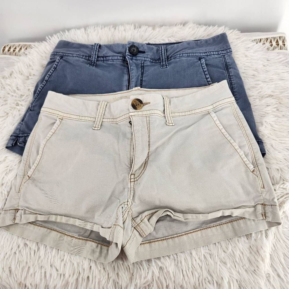American Eagle Chino Shorts Shorties Women's Size 2 Khaki / Blue Gray